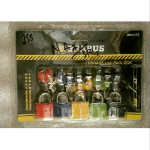 Gembok kecil koper warna warni