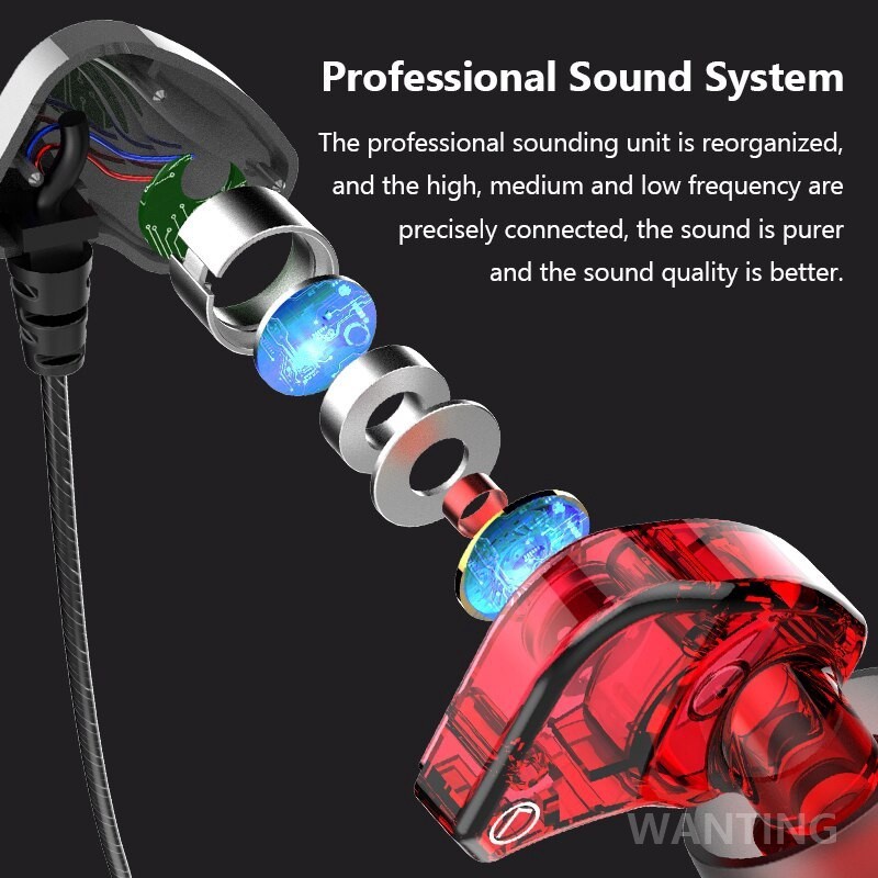 Headset 4D Bass Double Speaker Stereo 3.5MM earphone Wired Head Phone Murah Dual Drive with Mic