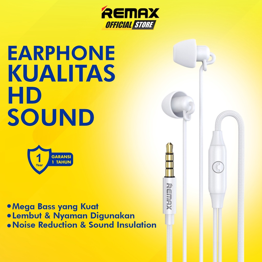 Remax RM-208 Wired Sleep Earphone Garansi Resmi / Earphone Murah / Earphone Terbaik / Earphone Remax