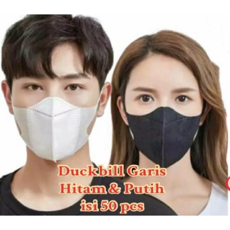 MASKER DUCKBILL GARIS HITAM PUTIH