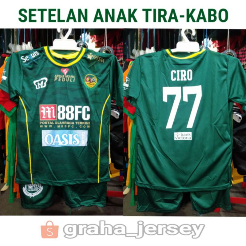 Setelan Kids PS Tira Persikabo CIRO 77 Home 2019 - 2020 Liga 1 Hijau Jersey Anak Retro