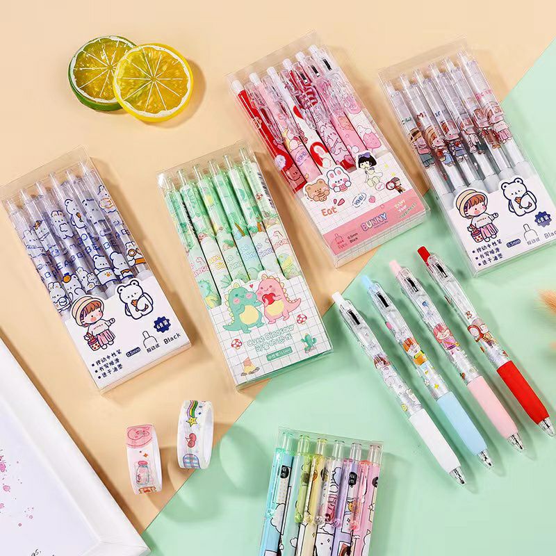 

6 IN 1 PULPEN GEL MEKANIK MOTIF CARTOON / PEN GEL MEKANIK LUCU / PULPEN