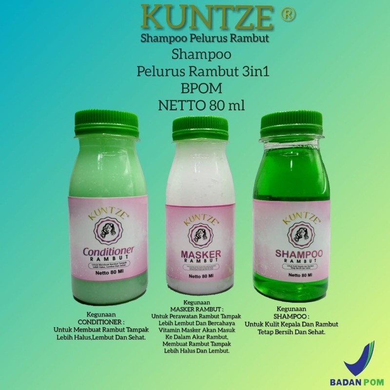 KUNTZE PAKET SHAMPOO PELURUS RAMBUT 3in1 ORIGINAL TERMURAH