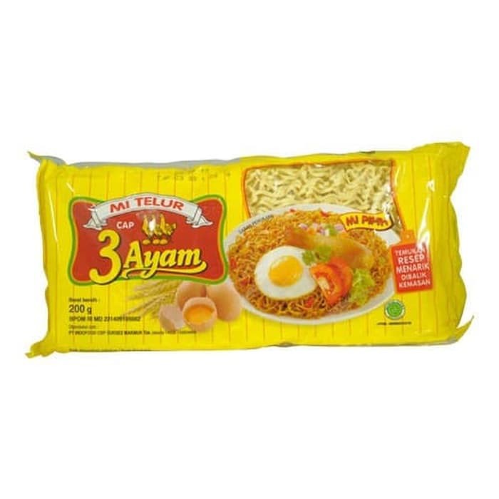 

Mie Telur Pipih Cap 3 Ayam 200gr