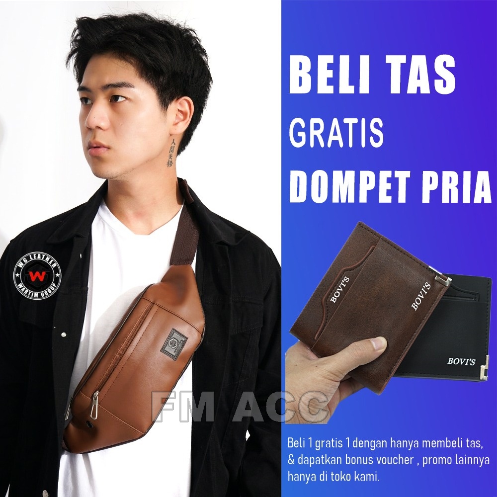 BELI TAS GRATIS DOMPET- Tas Slempang Pria Tas Selempang Bahu Pria GRATIS Dompet Pendek Pria