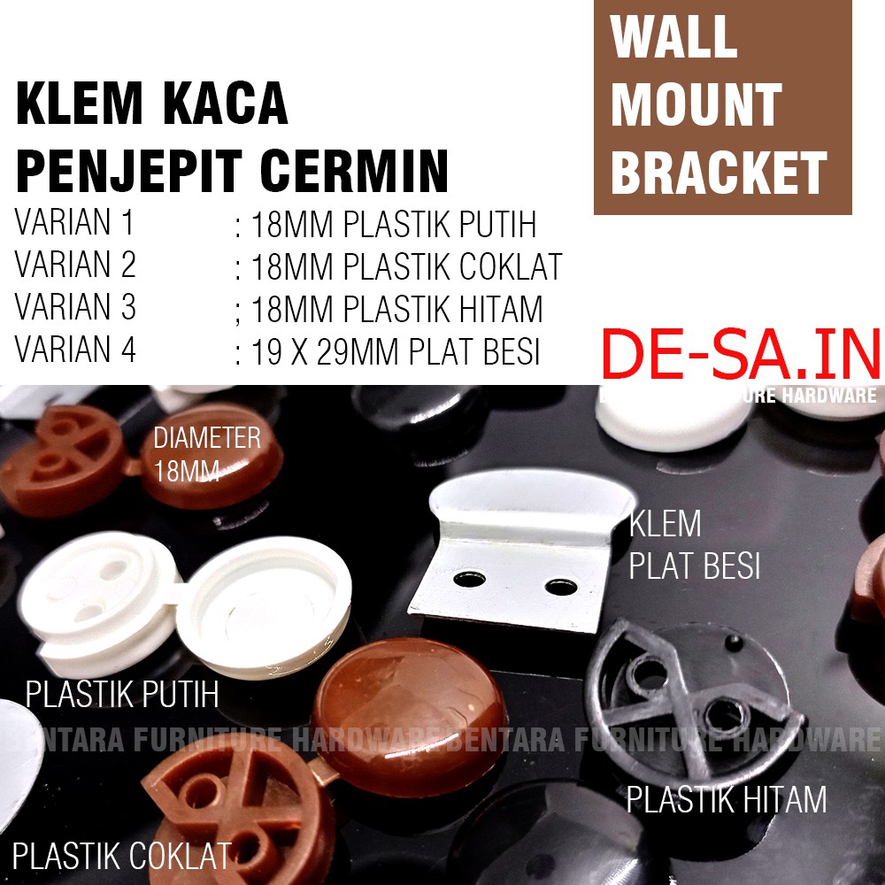 18MM Klem (Plastik/Besi)  Kaca Cermin - Tahanan Penjepit Sudut Cermin