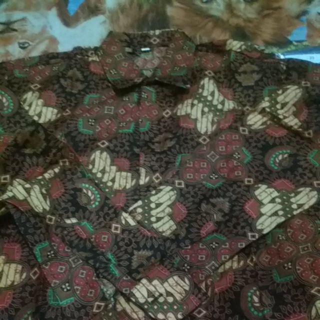Aljazvian Batik Kbp Kenongo Kemeja Tosca Pendek Pekalongan Padi M L Xl Sogan Halus Kemeja Batik