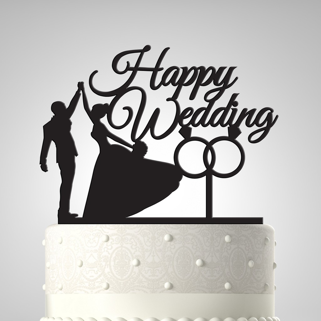 Happy Wedding acrylic cake topper