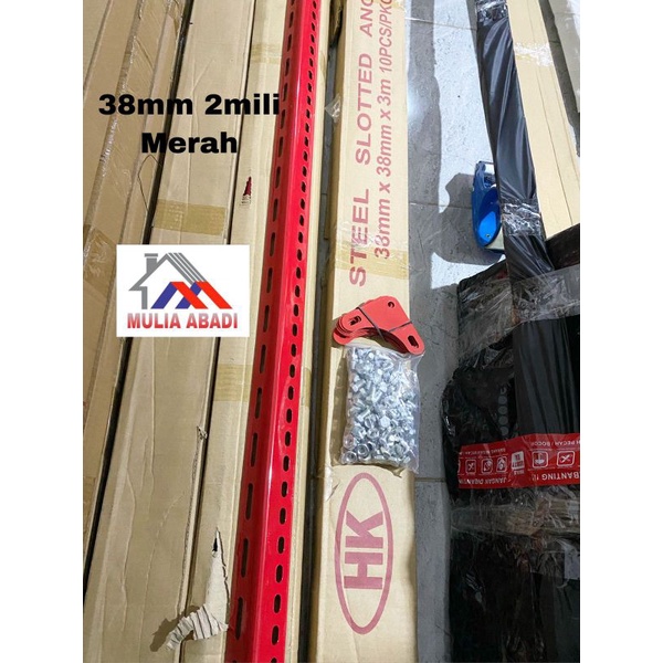 Besi siku lubang 2mili MERAH /besi siku rak 2milix3meter TEBAL