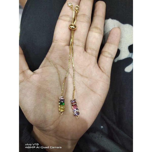 gelang tangan serut italy mata warna warni