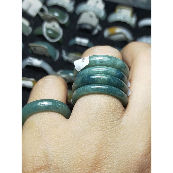 Cincin Batu Giok asli natural jadeite jade type A + sertifikat