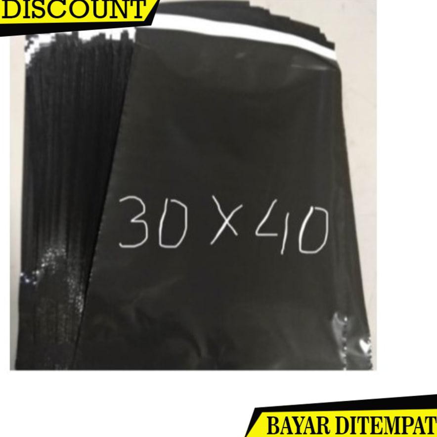 

(BAYAR DITEMPAT) 100 PC PLASTIK POLYMAILER / KANTONG KURIR DHL UK 30X40 BLACK GLOSSY B1169