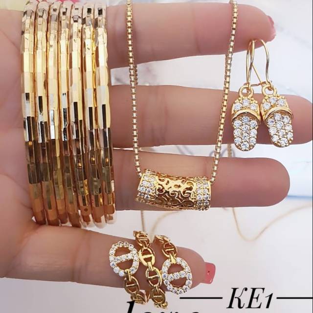 Xuping kalung gelang cincin anting lapis emas 24k terlaris