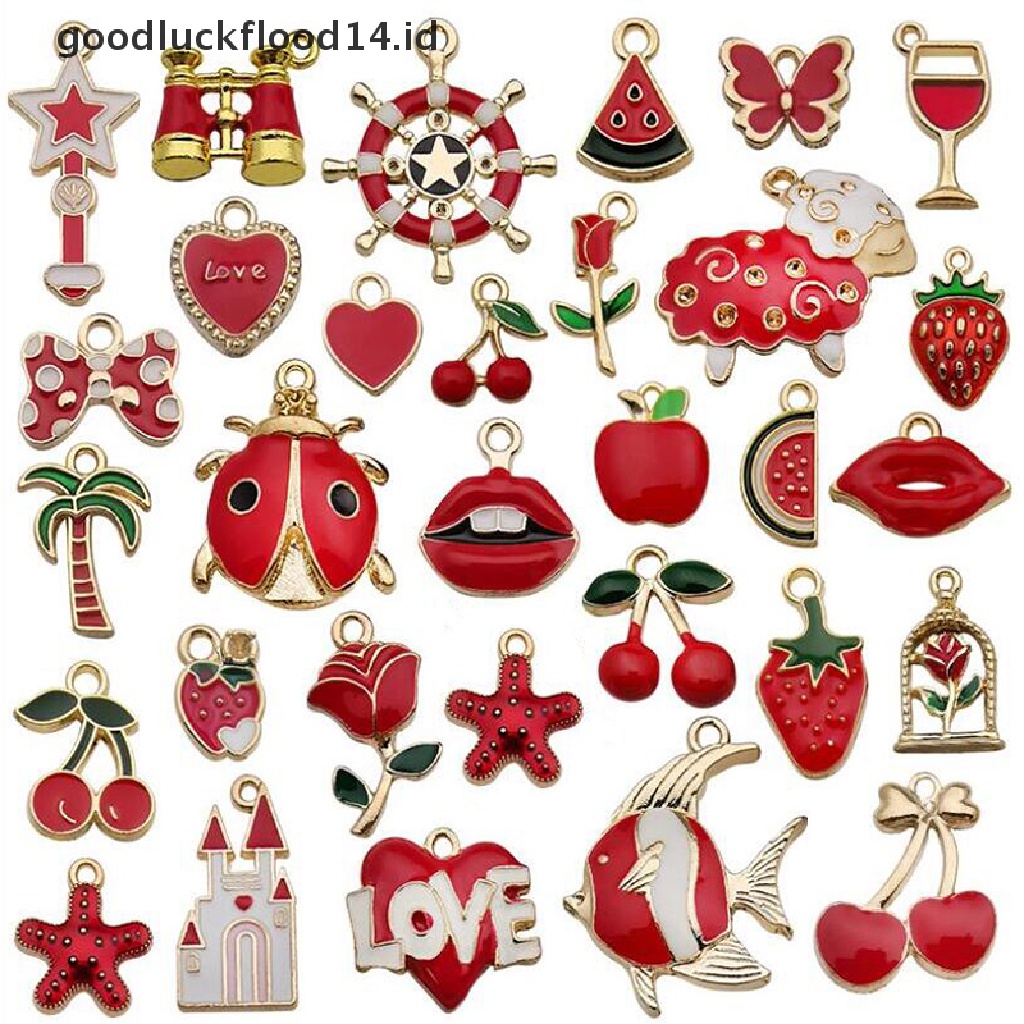 [OOID] 31Pcs/Set Fruit Animal Mixed Enamel Charms Pendants DIY Jewelry Making Craft ID