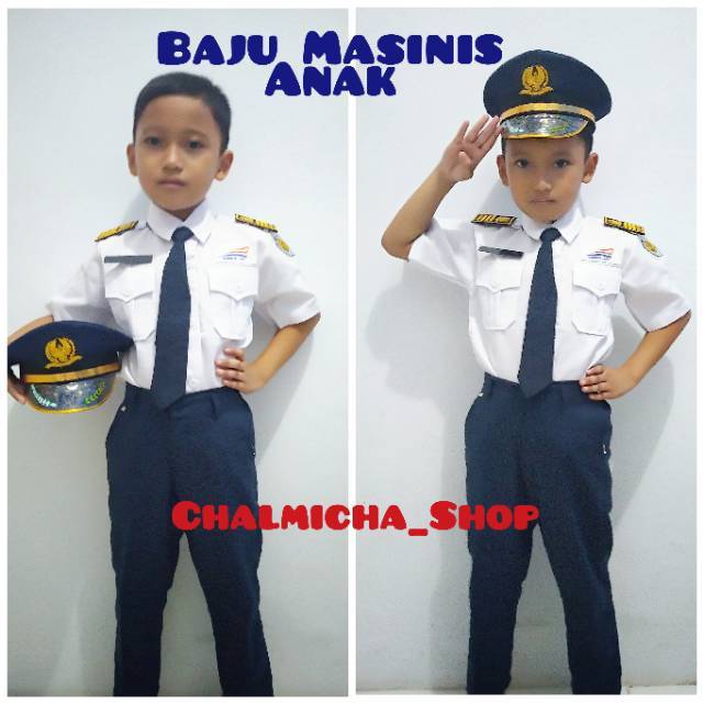 Baju Seragam Anak Profesi Masinis Kereta Api Kostum Karnaval