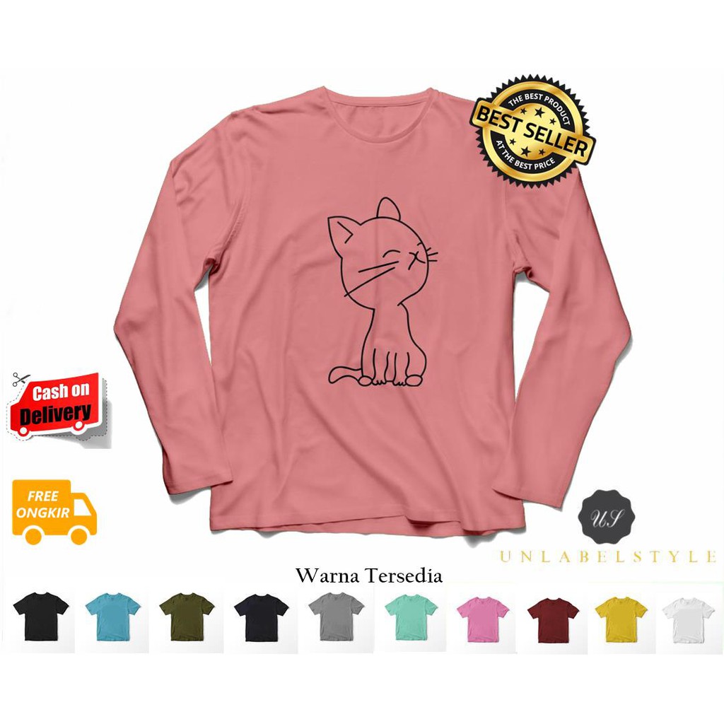 KAOS TSHIRT BAJU LENGAN PANJANG KUCING SIZE M L KAOS TSHIRT BAJU LENGAN PANJANG KUCING SIZE M L