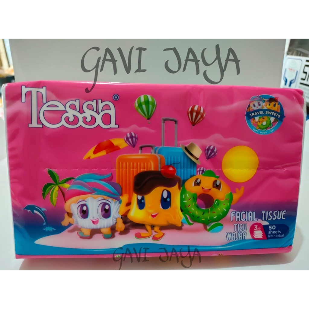 TESSA TRAVEL PACK FACIAL TISSUE 50 SHEETS 3 PLY