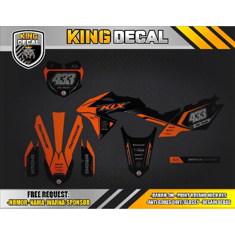 DECAL KLX BF 150L FULL BODY (BISA COD) FREE REQUEST NOMOR NAMA WARNA ORANGE