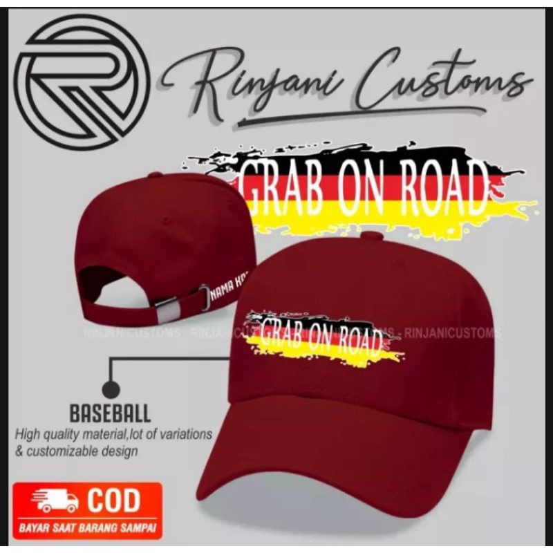 TOPI BASEBALL GRAB ON ROAD TOPI BASEBALL GBR GRATIS NAMA