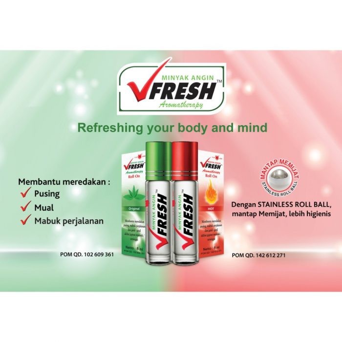 ❄️MATCHA❄️ VFRESH MINYAK ANGIN - FRESHCARE AROMATHERAPY ROLL ON BPOM ORIGINAL