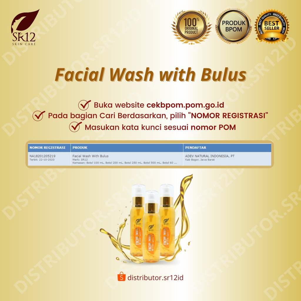 Facial Wash Bulus SR12 100 ml Sabun Cair Pembersih Wajah Kulit Normal Flek Hitam Jerawat Komedo