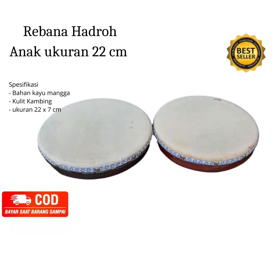 rebana hadroh hadroh murah Ukuran 22 cm alat rebana  alat musik tung kulit tam kulit gandengan bas