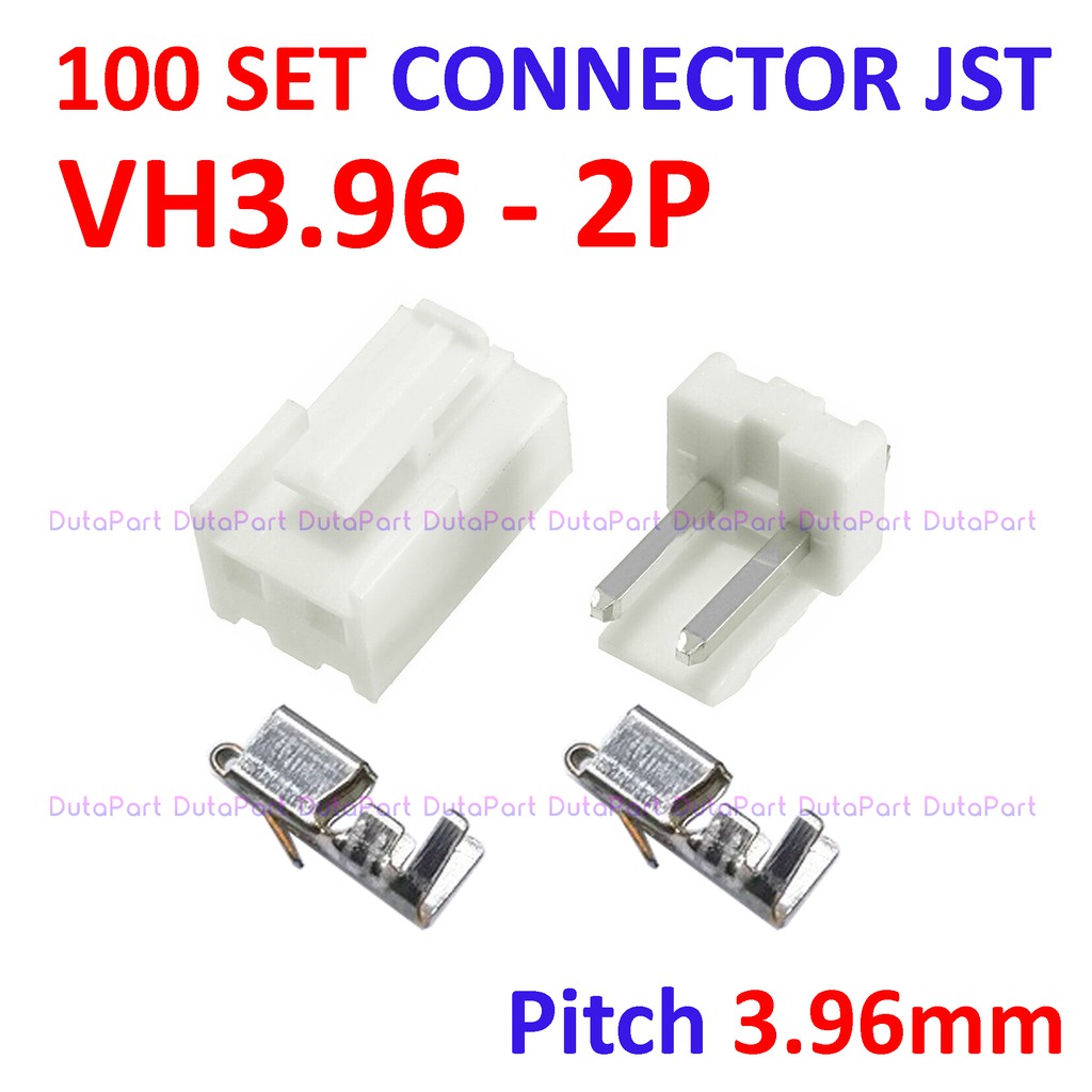 100 SET Connector JST VH3.96 - 2P - Male Female Pin Kaki Lurus 3.96mm Molex