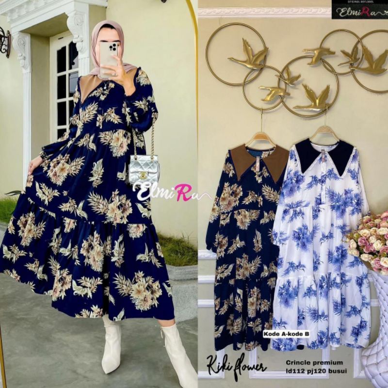 KIKI FLOWER BY ELMIRA (MIDI DRESS MUSLIMAH) Dress motif modern rekomended