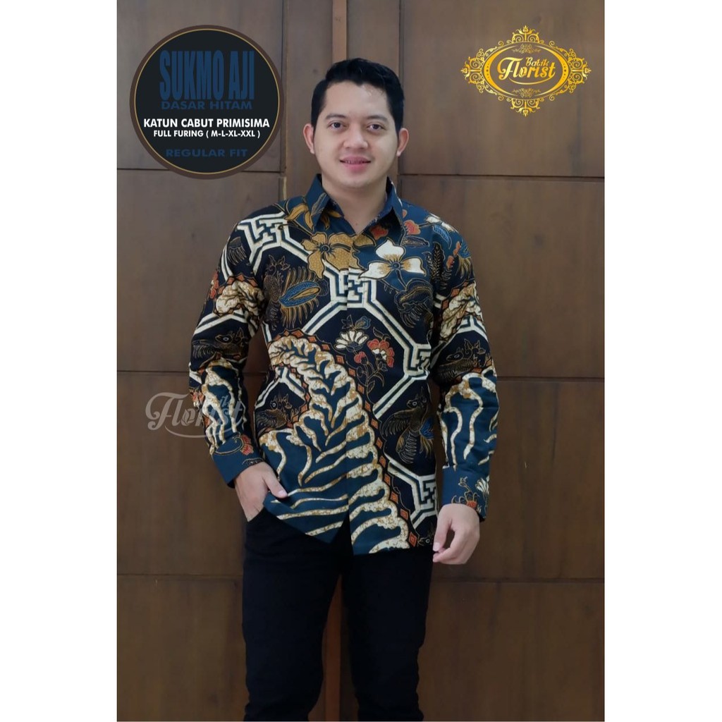 SUKMO AJI kemeja batik pria lengan panjang terbaru modern ORIGINAL BY FLORIST