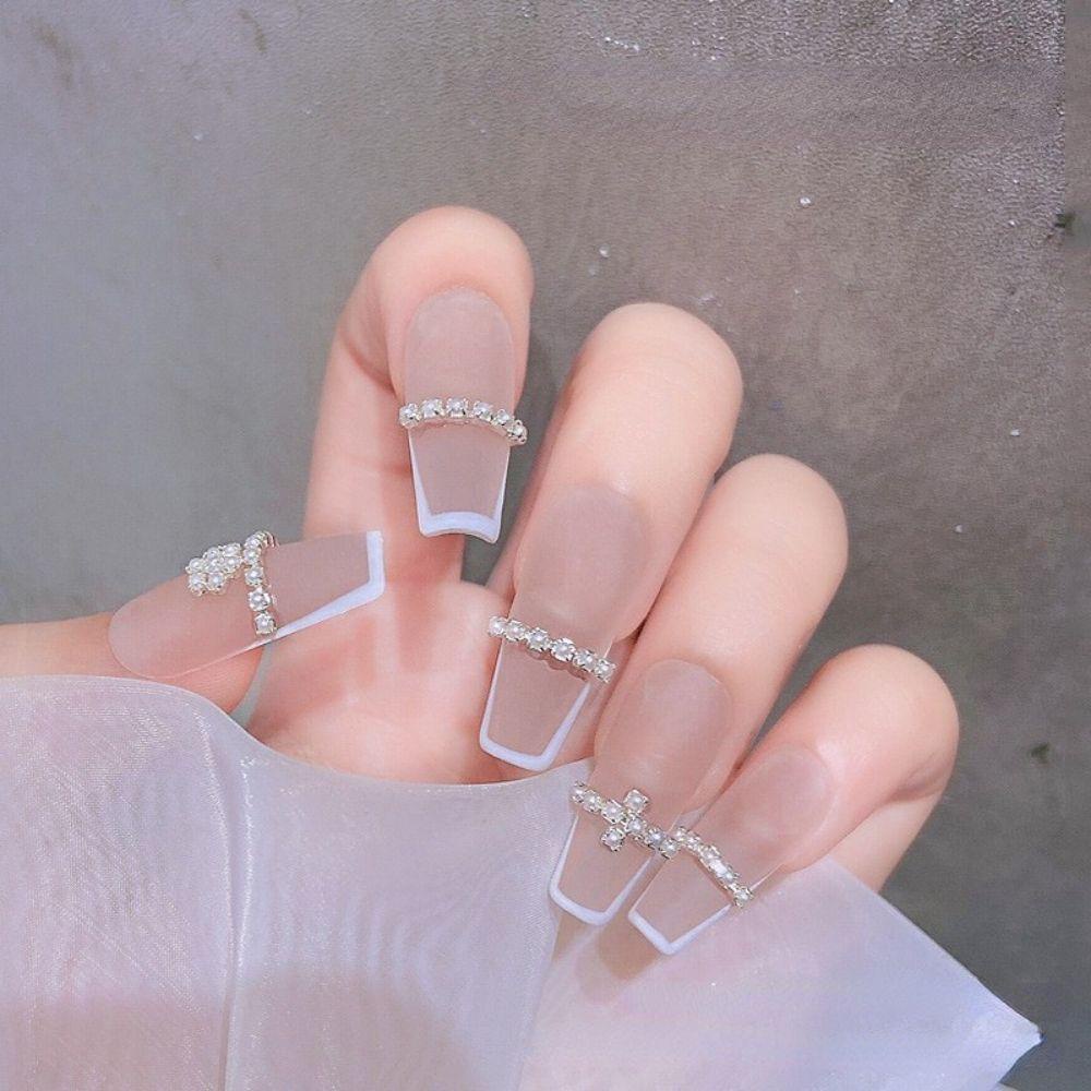 Mxbeauty Kuku Rantai Zirkon Kristal Mengkilap Dekorasi Kuku Emas Perak Manikur Aksesoris Hiasan Kuku Nail Rhinestone Chain