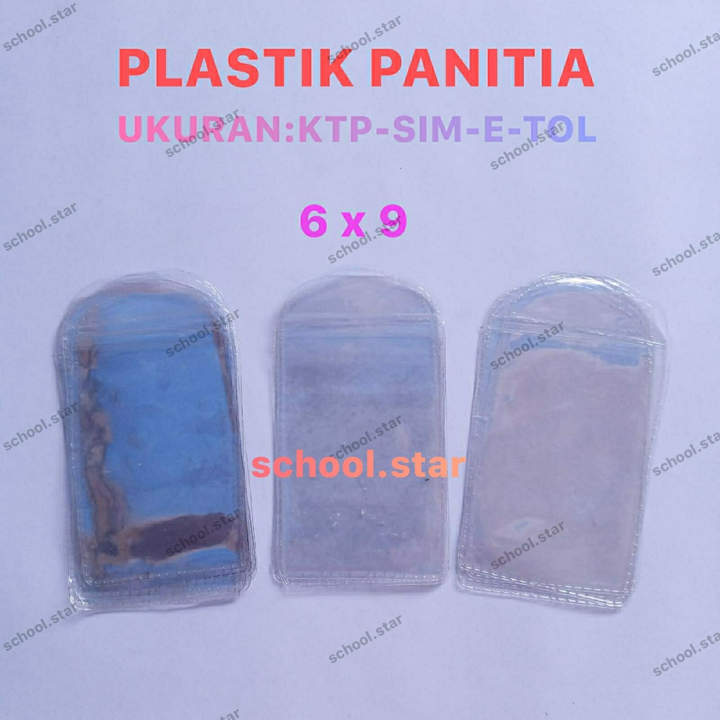 

PLASTIK PANITIA 1P4K=100PCS / PLASTI NAM TAG 6 X 9 / PLASTIK ID CARD MIKA (TEBAL 0.10) UKURAN KTP/SIM/E-TOL