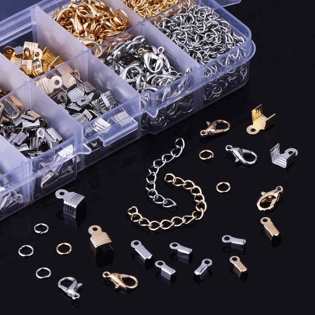 1000pcs Perhiasan Pembuatan Starter Kit Set Kalung Gelang Anting Temuan Perhiasan Kerajinan Tangan-Internasional