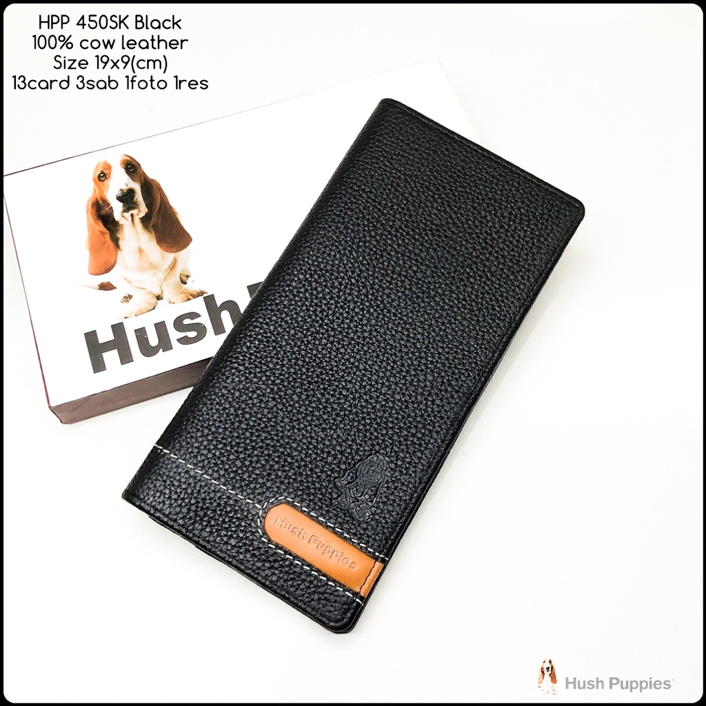 dompet pria hushpuppies 450sk black classic super premium quality bahan asli kulit sapi