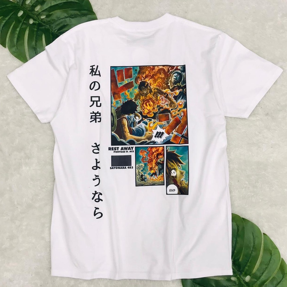 Tshirt Asce Luffy Marineford White Anime Manga One Piece