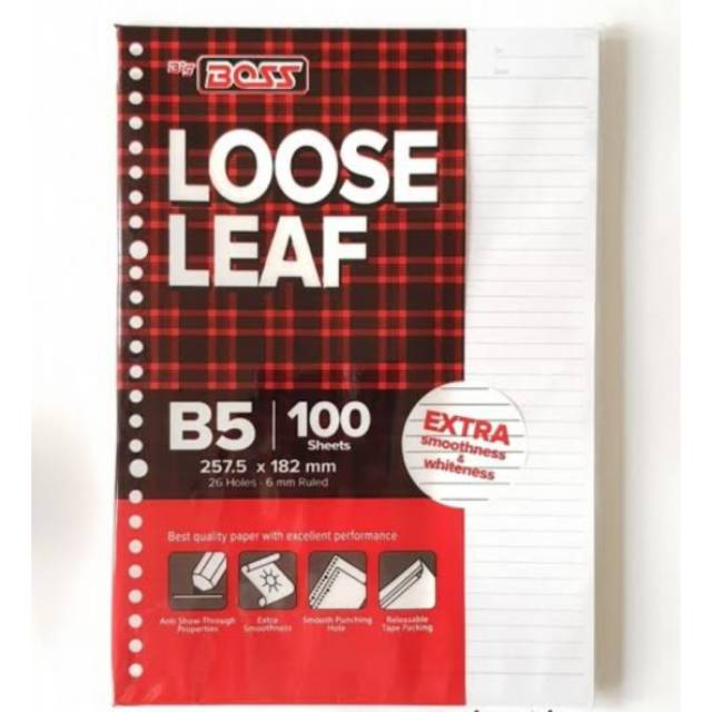

isi binder B5 100 besar bergaris loose leaf