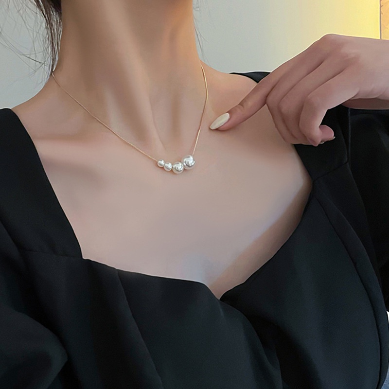 Kalung Choker Liontin Manik-Manik Mutiara Gaya Korea Untuk Wanita