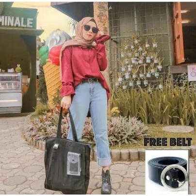PROMO CELANA BOYFRIEND JEANS WANITA // FREE BELT / BF POLOS HOPYLOVY