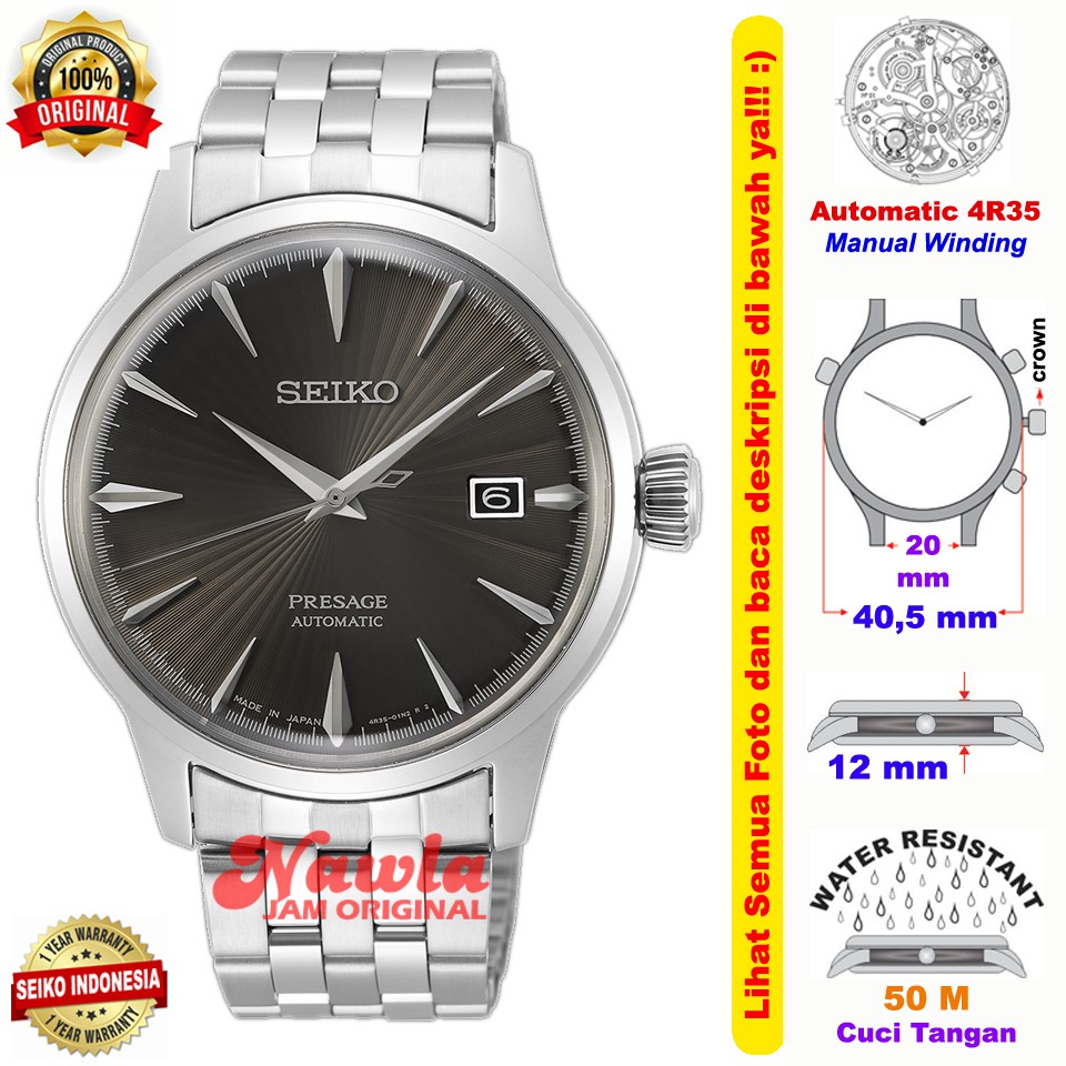 Seiko Presage SRPE17J1 Cocktail Espresso - Jam Tangan Pria SRPE17