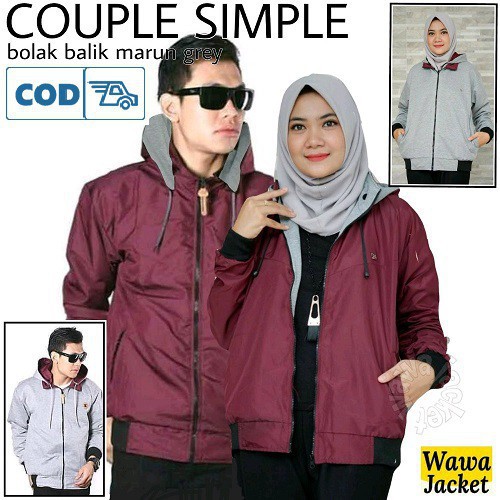 jaket couple pasangan bb dc - jaket pasangan couple bb dc premium size L XL