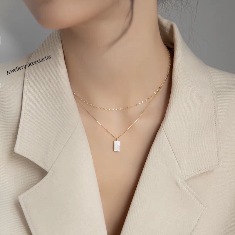 Kalung Titanium 2 Layer White Elegan Korea Fashion Style Premium K705