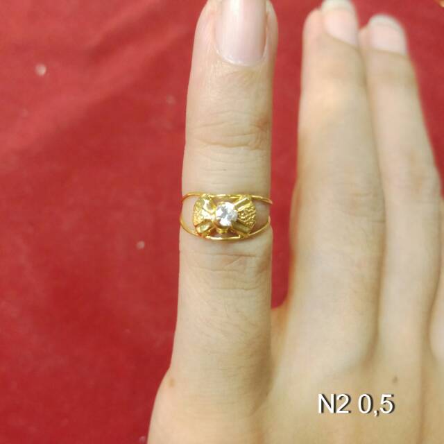 Cincin anak No 1 2 4 5 anak dan dewasa emas asli kadar 700 70% 22 1 satu g gr gram bunga permata deret selisih M