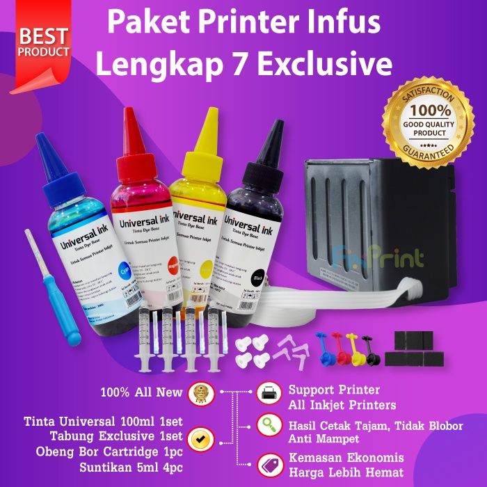 PAKET Tabung Tinta 100ml Box Hitam Obeng Bor Infus Printer Canon MG2570s iP2770 MP287 Mg2577s  MX497 TS307