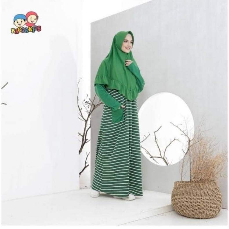 RGD 46 Hijau Fuji size XS S Gamis kaos Salur raggakids Gamis anak remaja gamis anak tanggung