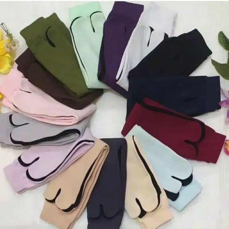 Kaos Kaki Jempol Telapak Hitam Warna / Kaos Kaki Muslimah / Kaos Kaki Jari Wanita