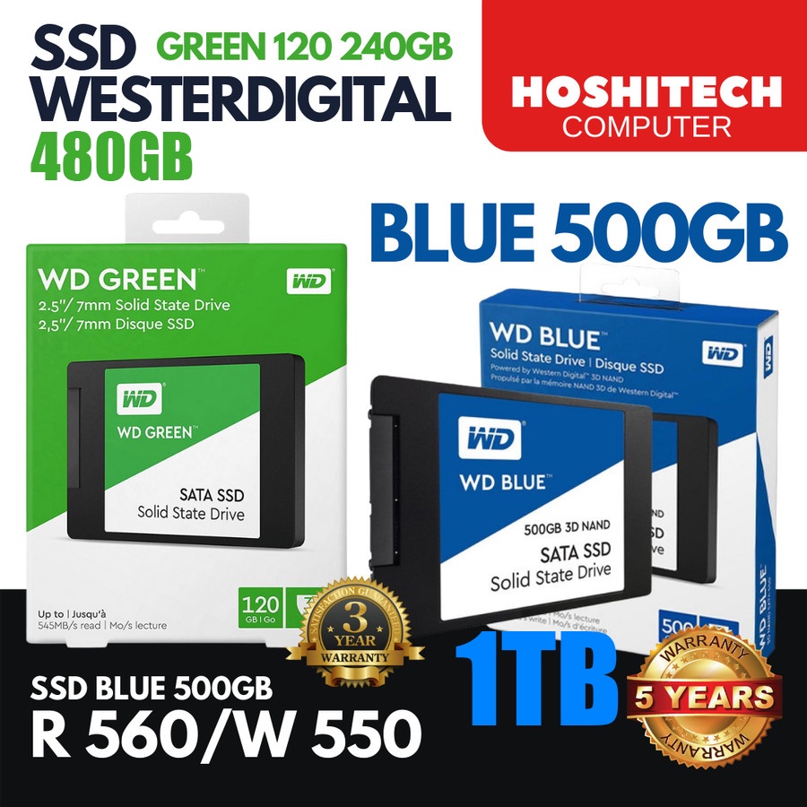 SSD WD GREEN 120GB 240GB 480GB 500GB 1TB SSD WD BLUE SATA 3DNAND RESMI