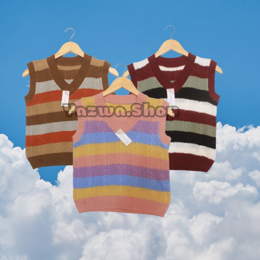 PROMO Rompi Rajut Wanita Rainbow - Vest Rajut Rainbow - Rompi Wanita - Vest Perempuan Dewasa - Rompi