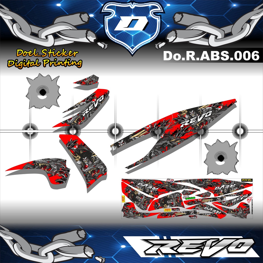 Sticker Striping REVO ABSOLUTE List Variasi Hologram , Crome Doel  006