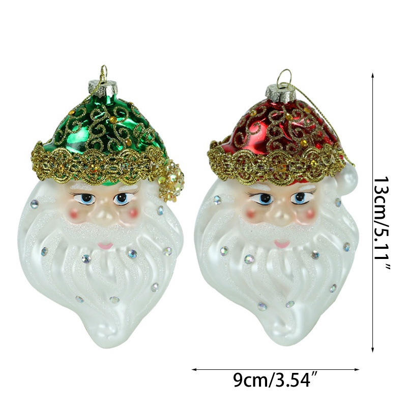 2pcs Liontin Gantung Desain Santa Claus Bahan Kaca Untuk Dekorasi Pintu Depan Pohon Natal