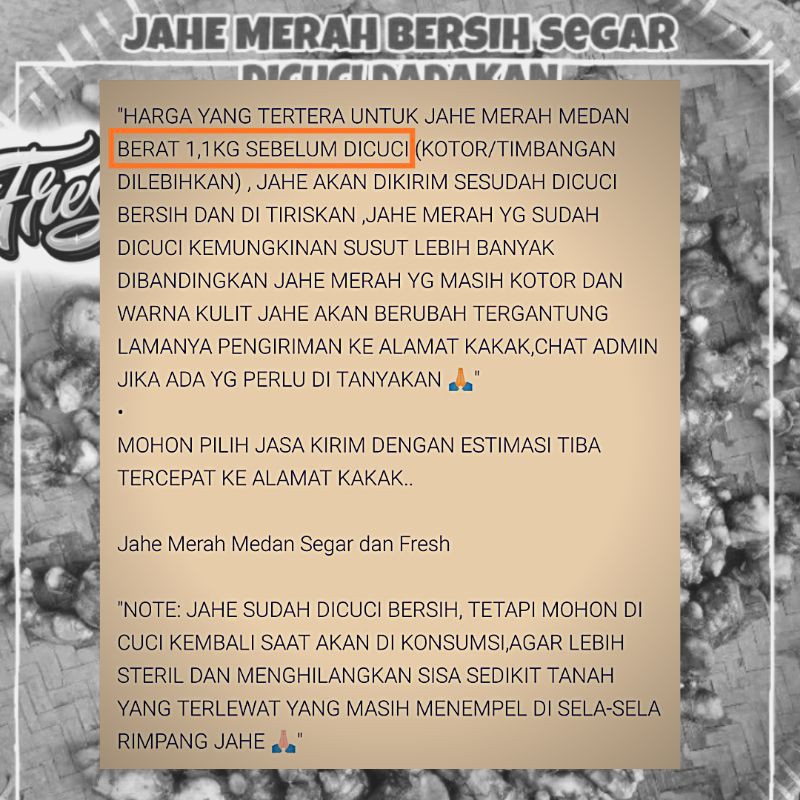 Jahe Merah Bersih 1kg dicuci dadakan / jahe merah segar / Jahe Merah Asli / Jahe Merah Fresh