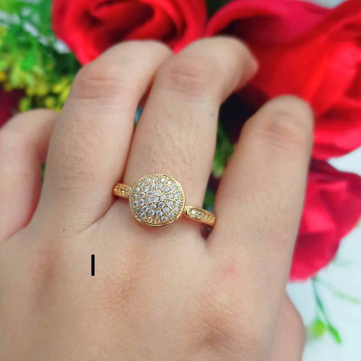 Cincin Dewasa Permata Full Perhiasan Wanita Gold Modern (COD)